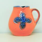 Vintage orange and blue flower west germany jug carstens