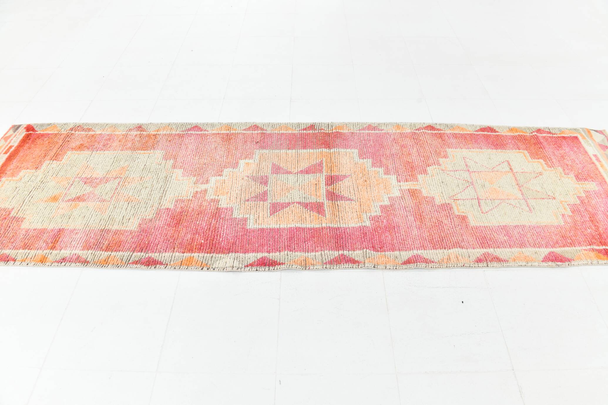 3x11 Light Pink Orientel Vintage Runner Rug, 96x333Cm