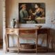 Antique Lombard painting from the 17th century, interior scene