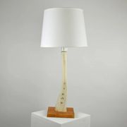 Scandinavian Studio Table Lamp in Carved Bone with Symbolic Decoration, c. 1950s–1970s