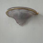 Pair of vintage glass and brass wall lights, France, 1960s