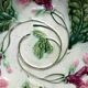 Art Nouveau dabbling plate, Production Onnaing: Pink freesias