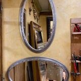 Pair of silver oval mirrors 79x46cm