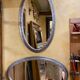 Pair of silver oval mirrors 79x46cm