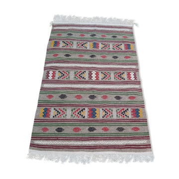 Traditional grey kilim carpet handmade in pure wool 145x100cm