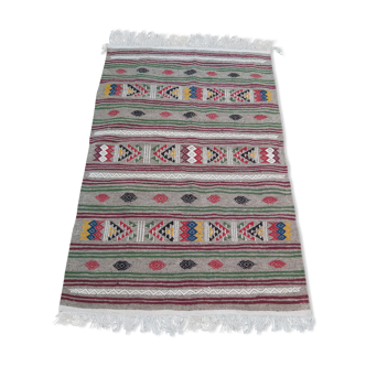 Traditional grey kilim carpet handmade in pure wool 145x100cm