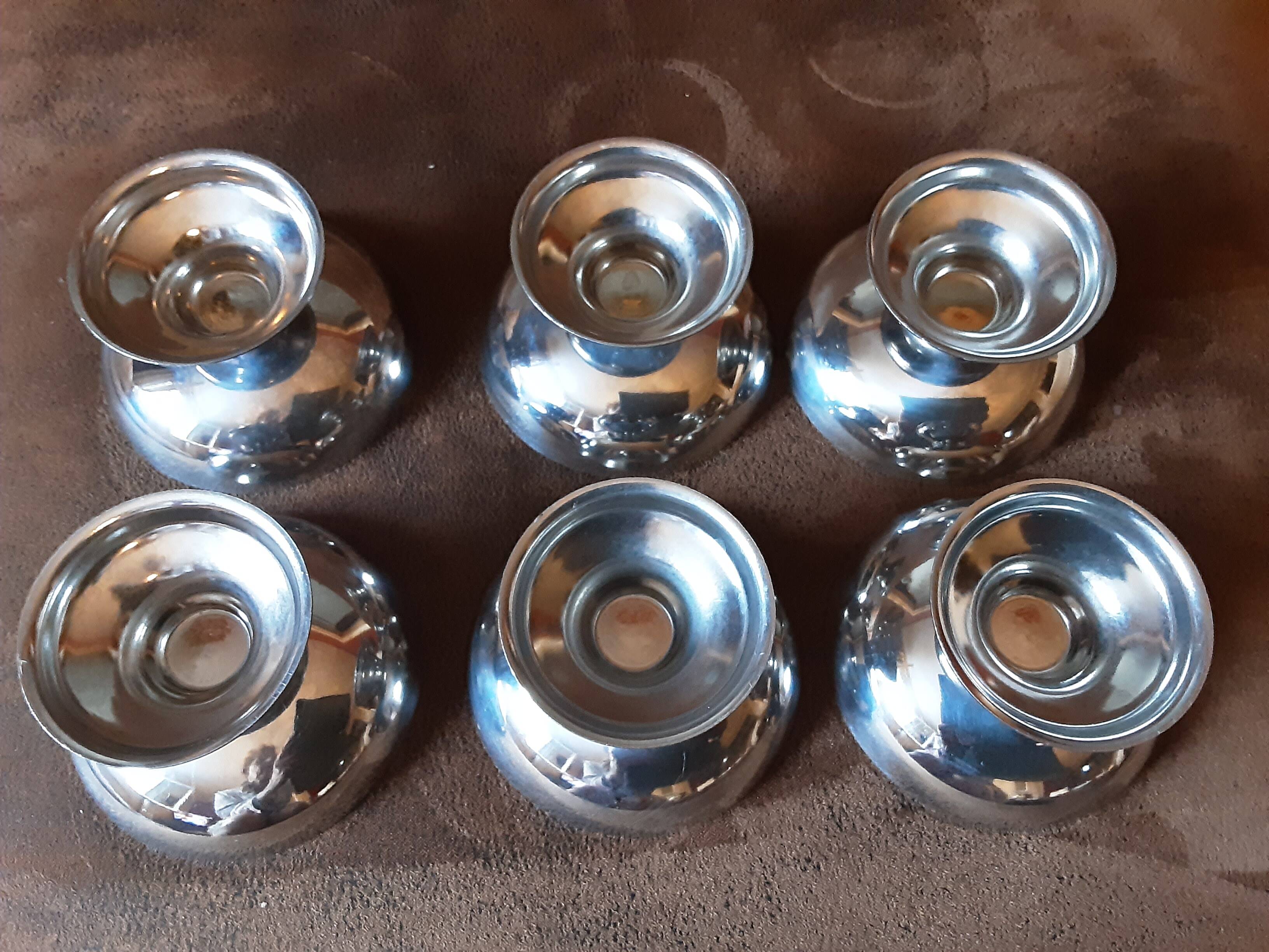 Set of 6 footed bowls. Metal
