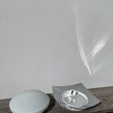 White glass and stainless steel ceiling light