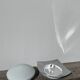 White glass and stainless steel ceiling light
