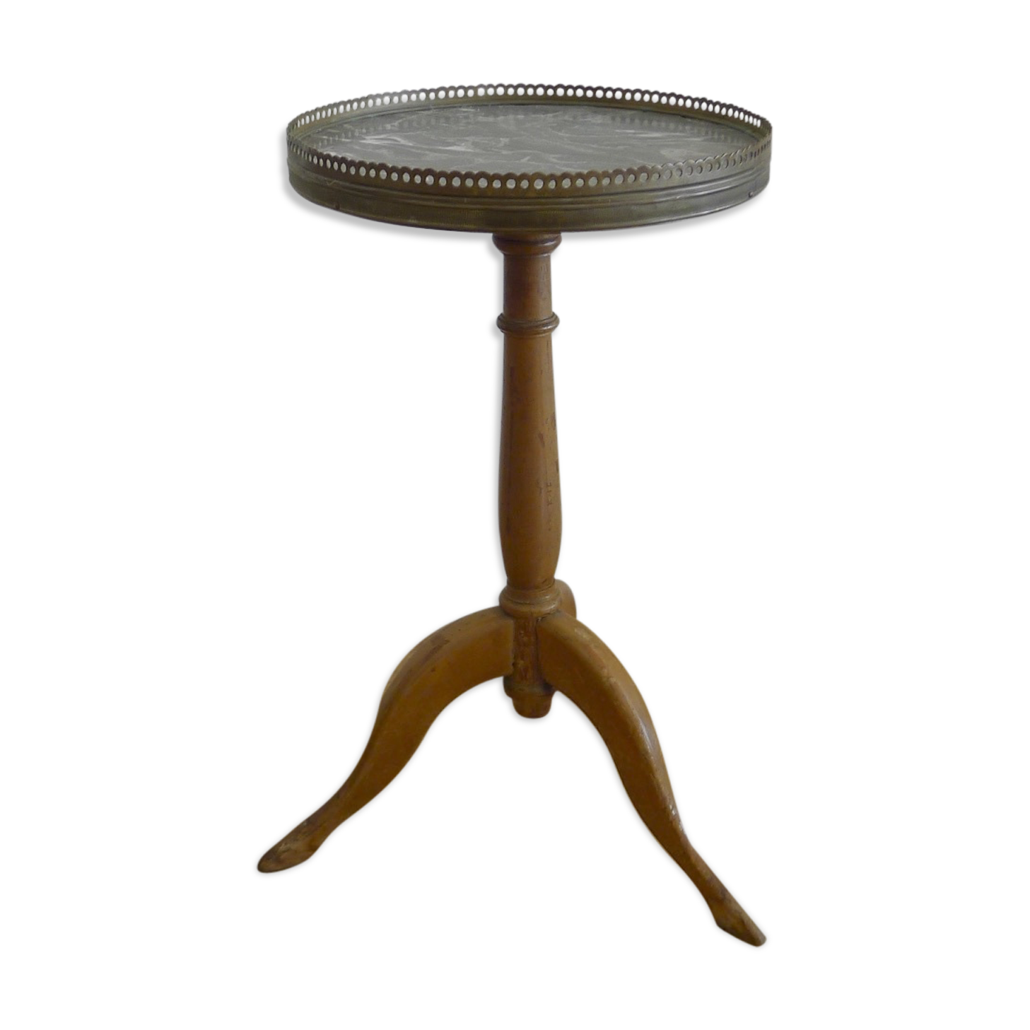 Tripod pedestal veined black marble