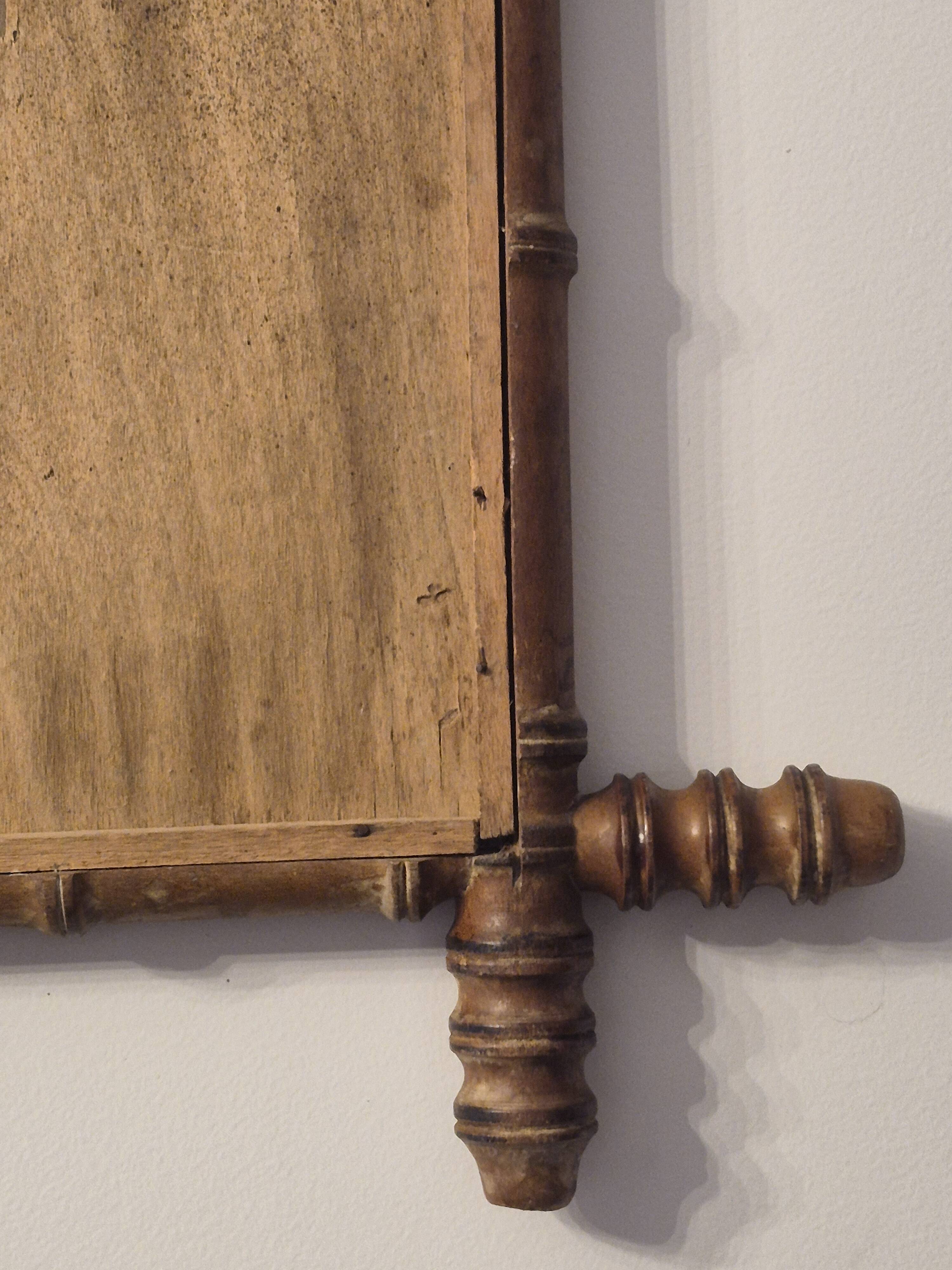 Antique turned wooden mirror in bamboo style, late 19th century A116