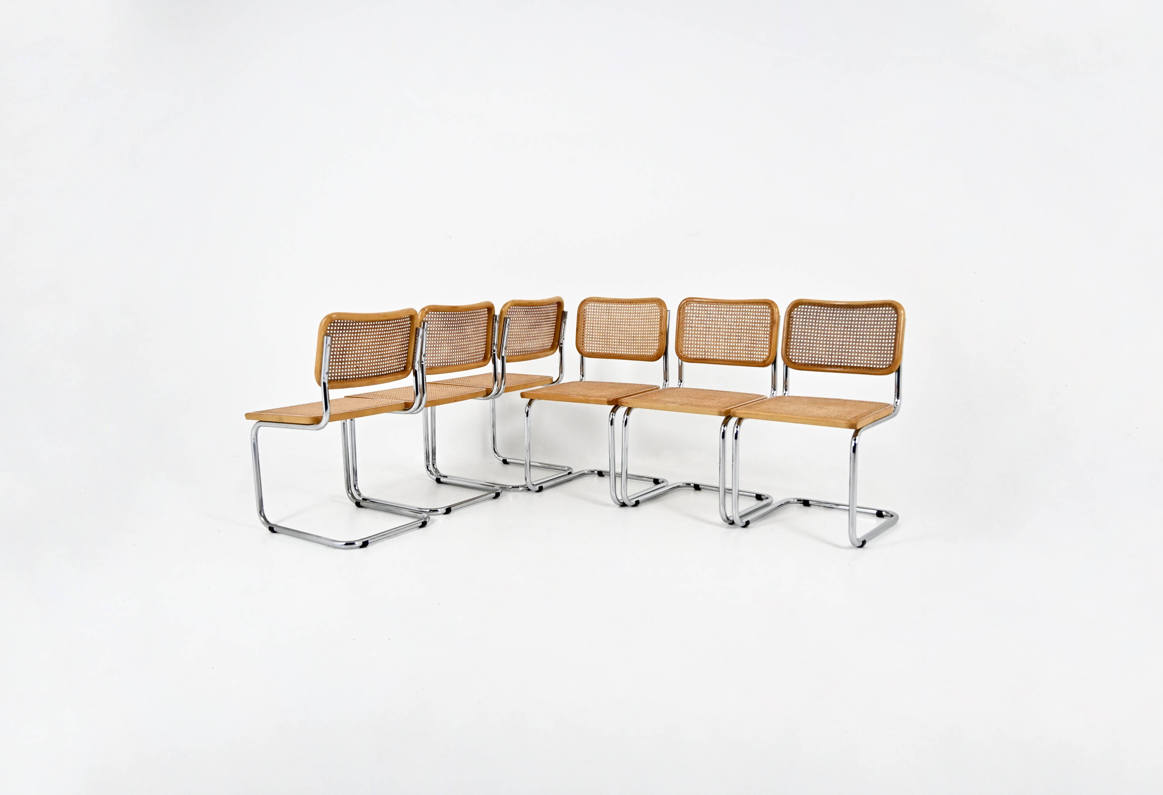 Set of 6 Style B32 Dining Chairs by Marcel Breuer