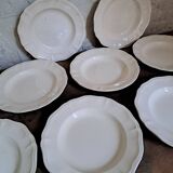 Set of 9 Sarguemines ivory soup plates