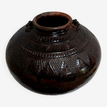 Vase pansu en terre cuite vernissée - 1900