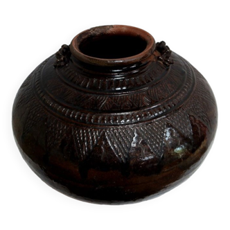 Vase pansu en terre cuite vernissée - 1900