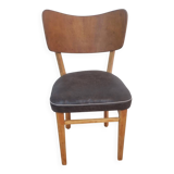 Vintage wooden and leather chair – 1950s