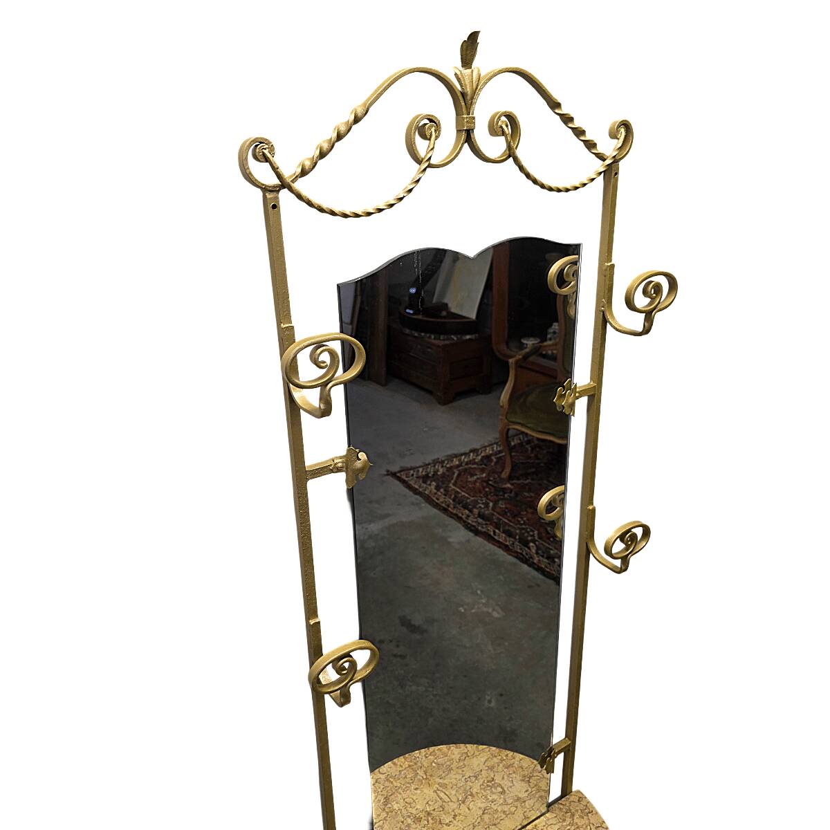Vintage French Wall Console With Mirror, mid-century