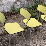 Chaises Formica jaune  pieds compas 1950