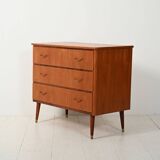 Scandinavian teak and mahogany chest with brass accents