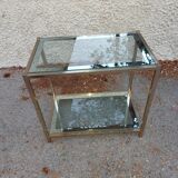 Table vintage en laiton et verre