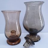 two bubble glass candle holders