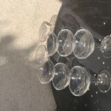6 vintage transparent glass champagne glasses