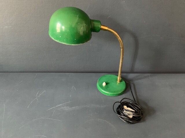 Old lamp in green enamelled metal, 1940