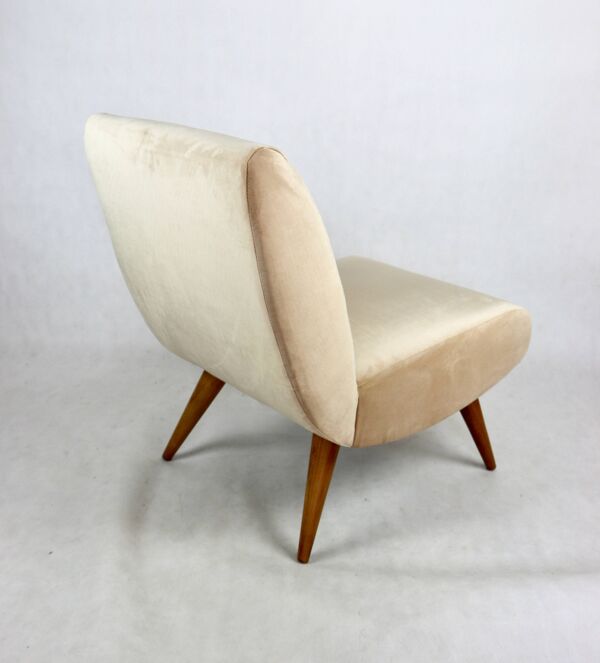 Fauteuil Loft vintage des années 70 en velours beige champagne