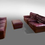 Roche Bobois Set – Patinated cognac leather – 1980s design
