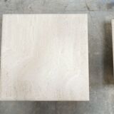 Series of 3 vintage coffee tables in travertine