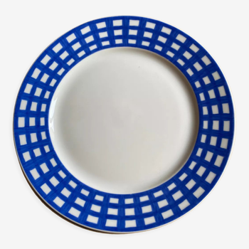 Blue gingham dessert plate