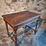 Vintage French writing table in walnut, 1930s.