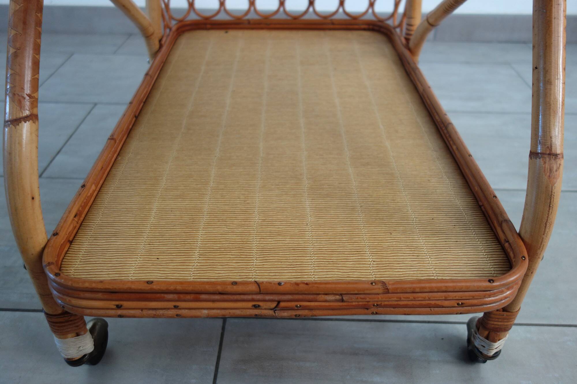 1960s rattan bar cart