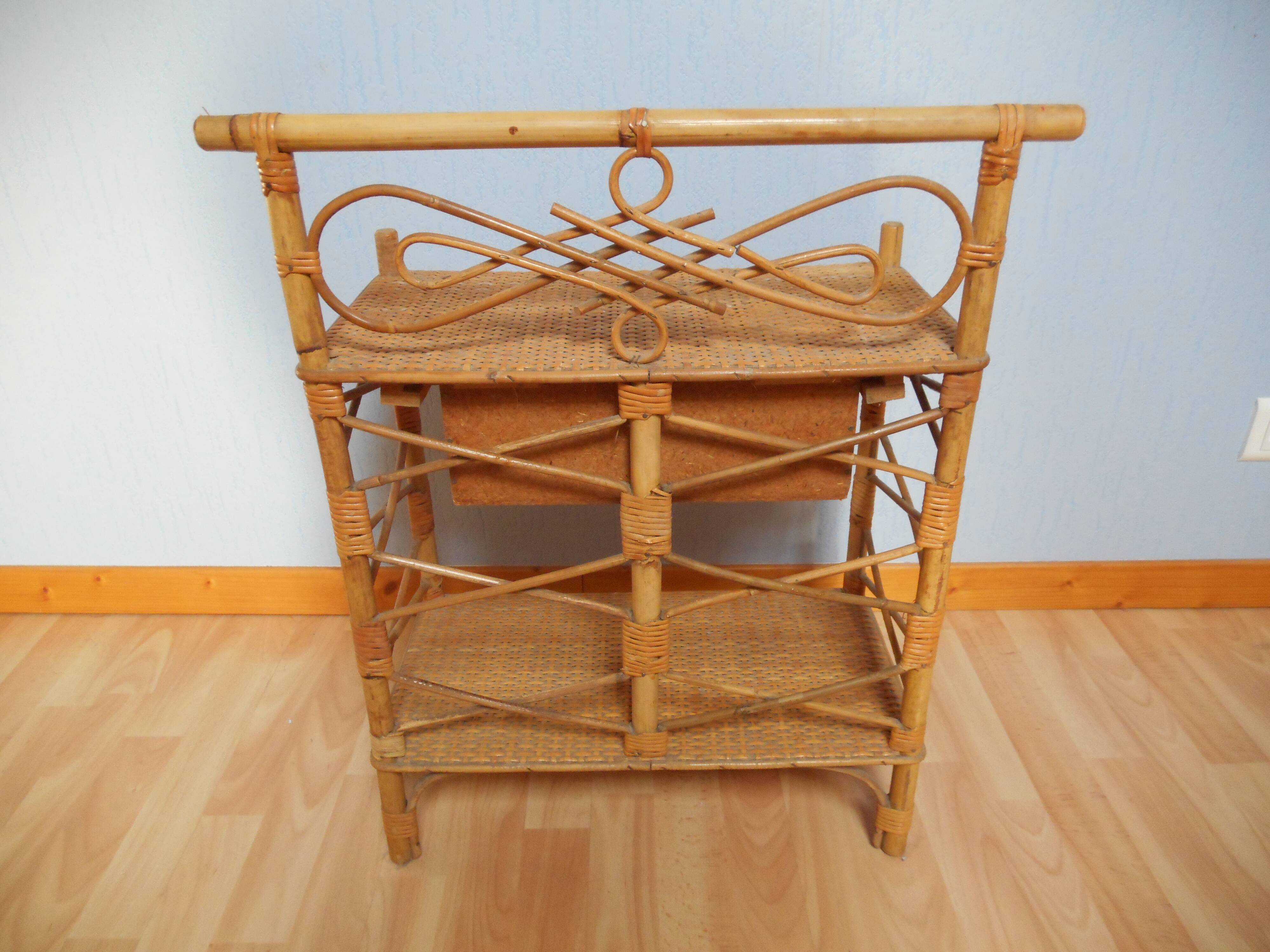 Vintage rattan bedside