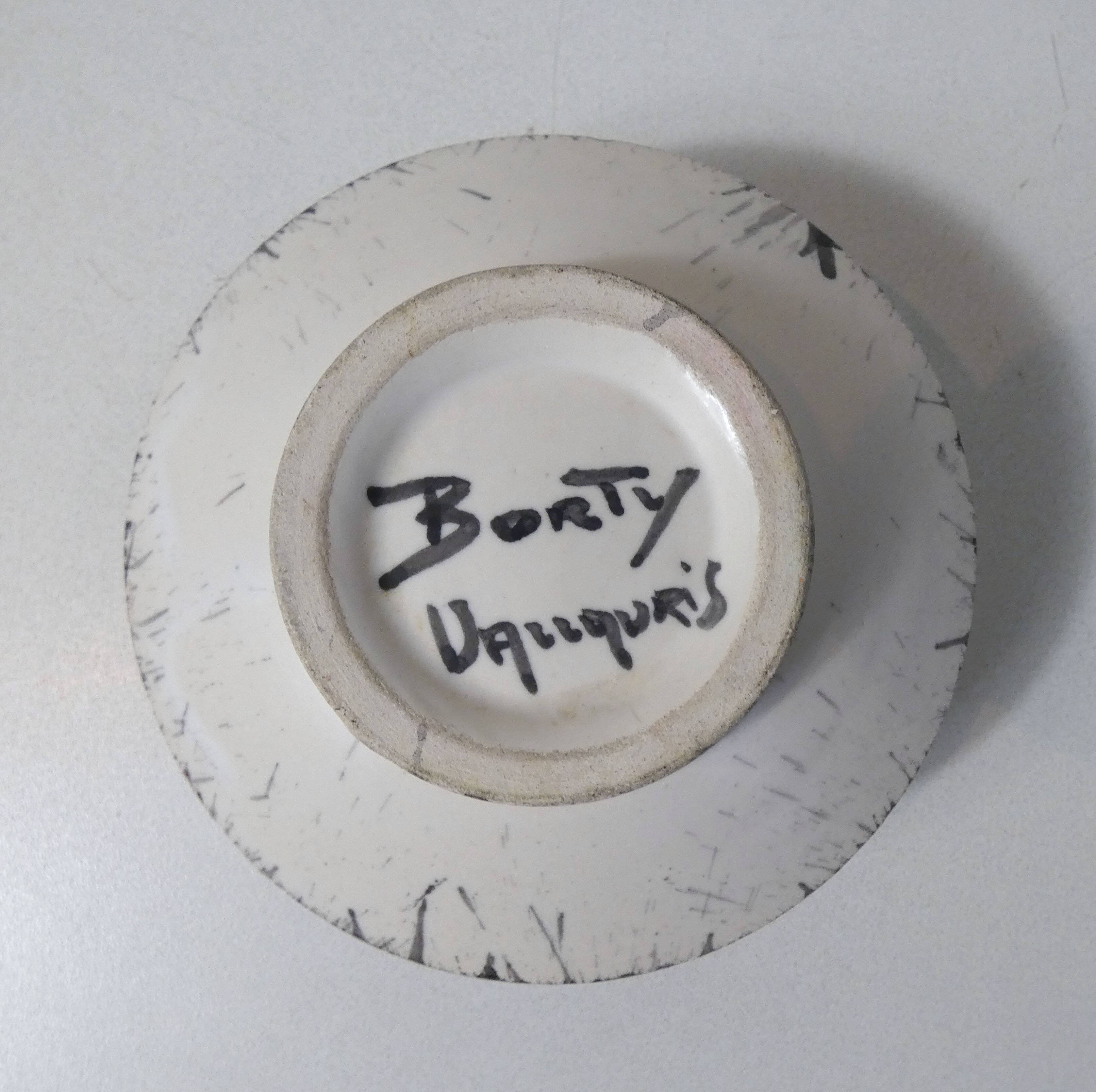 Vallauris ceramic eggcup signed Yvan Borty