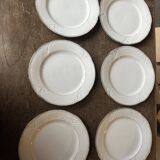 6 porcelain plates Art Nouveau period White and gold border - Diameter 23 cm