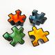 Set of ceramic puzzle pocket trays. Italy, 1980s.