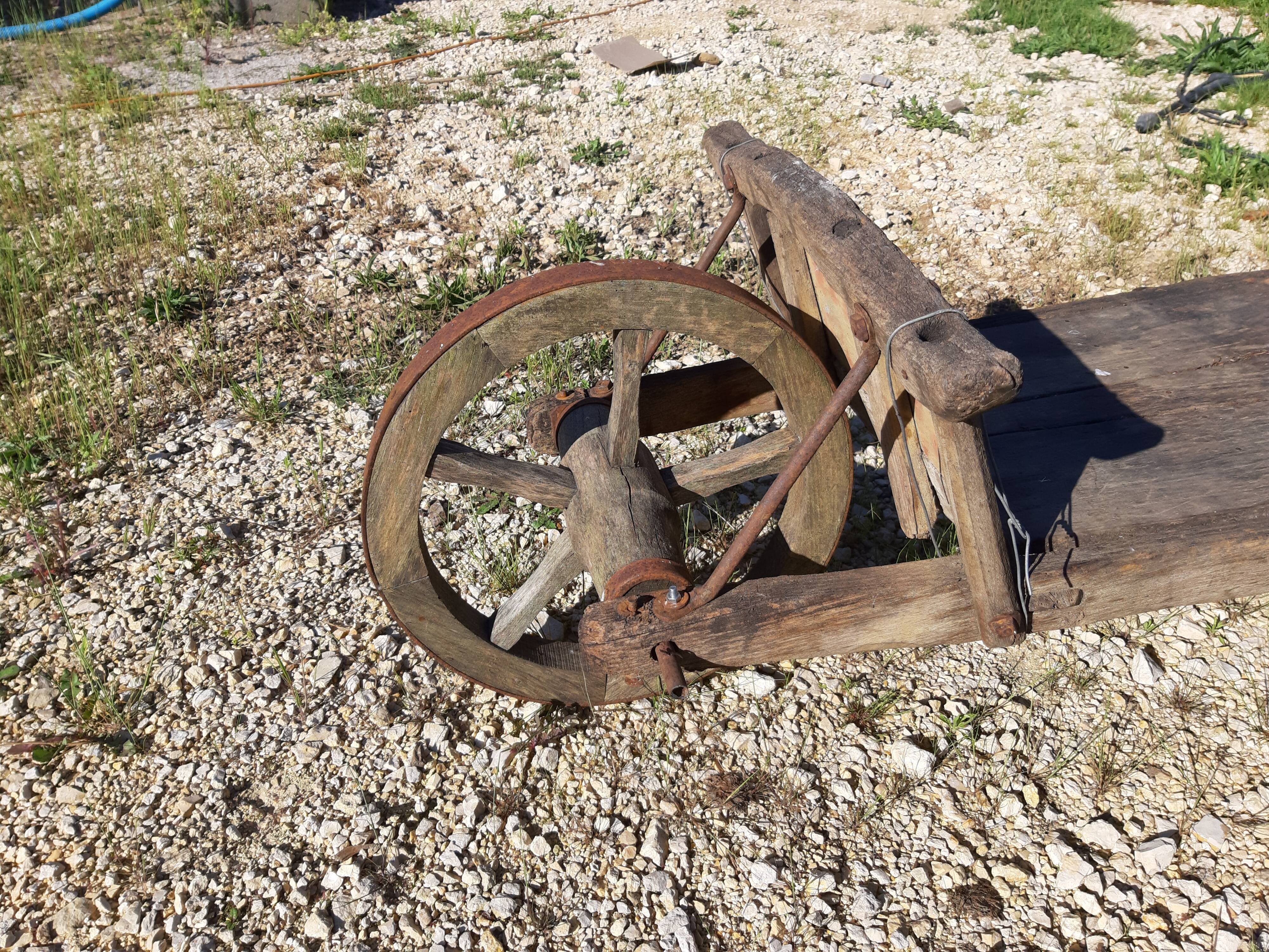 Old wood garden wheelbarrow