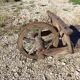 Old wood garden wheelbarrow