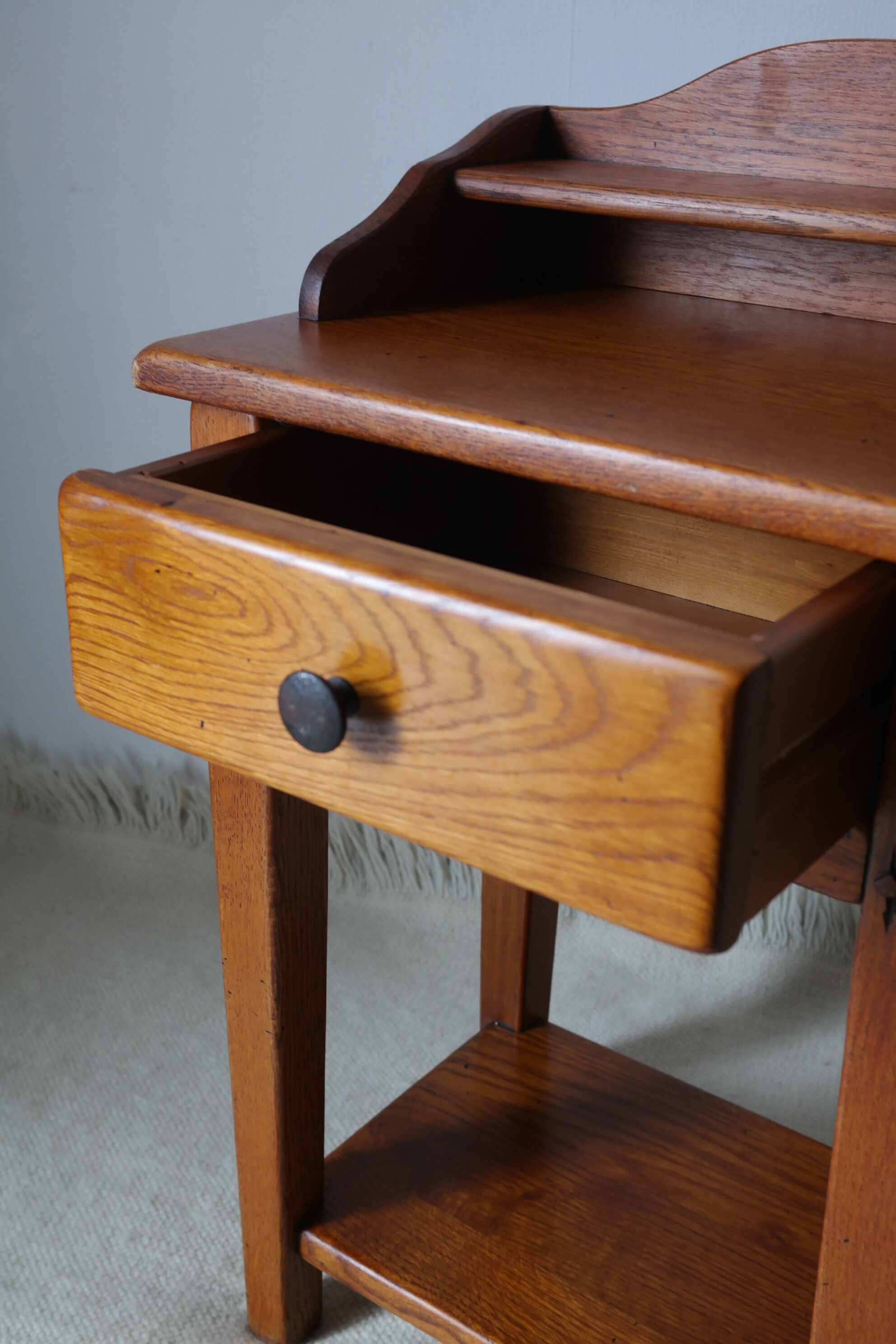 Vintage solid oak bedside