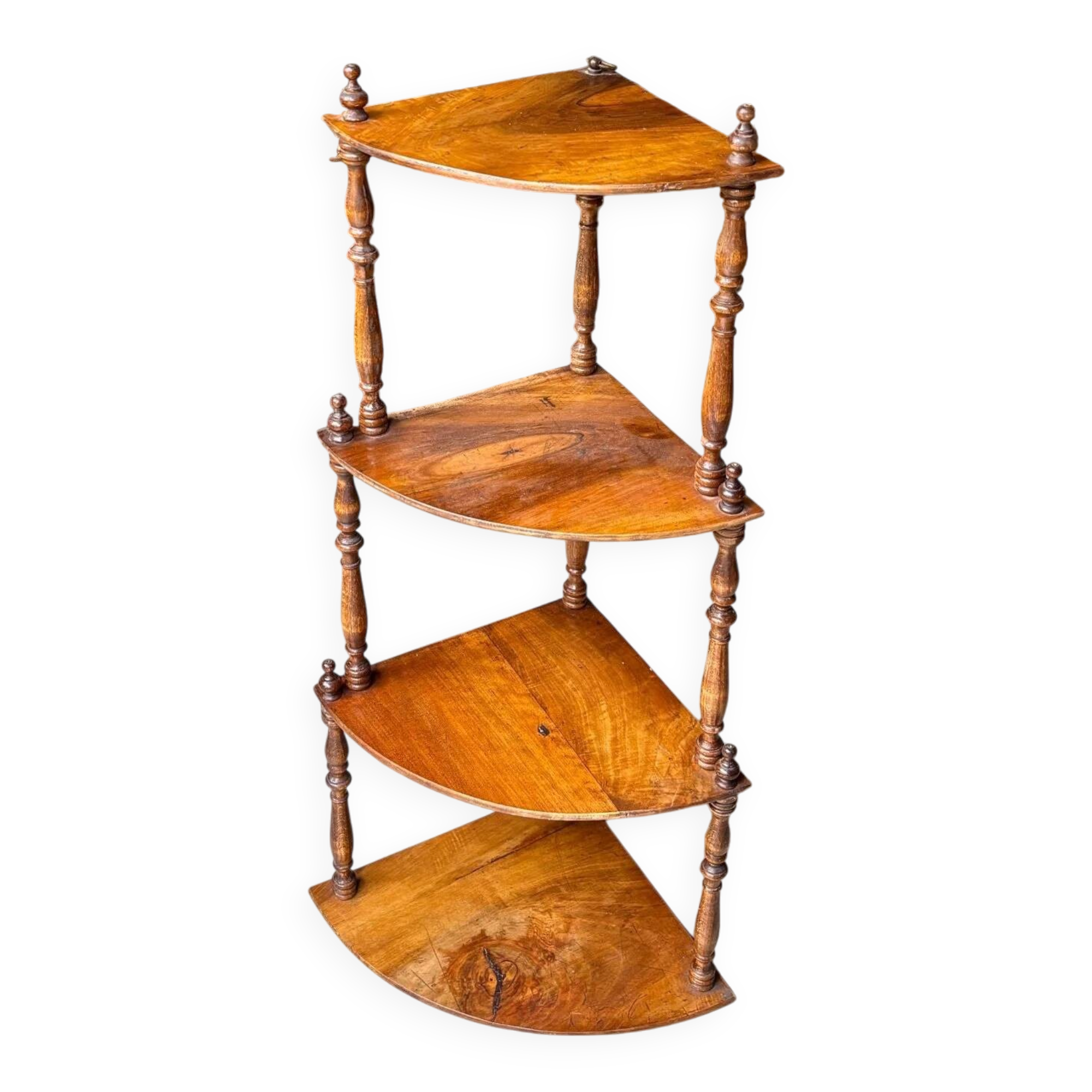 Dark wood corner wall shelf