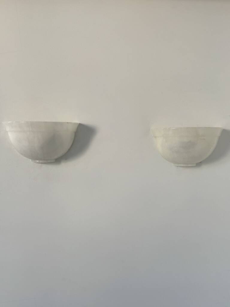 Pair of vintage alabaster wall lights, France, 1970.