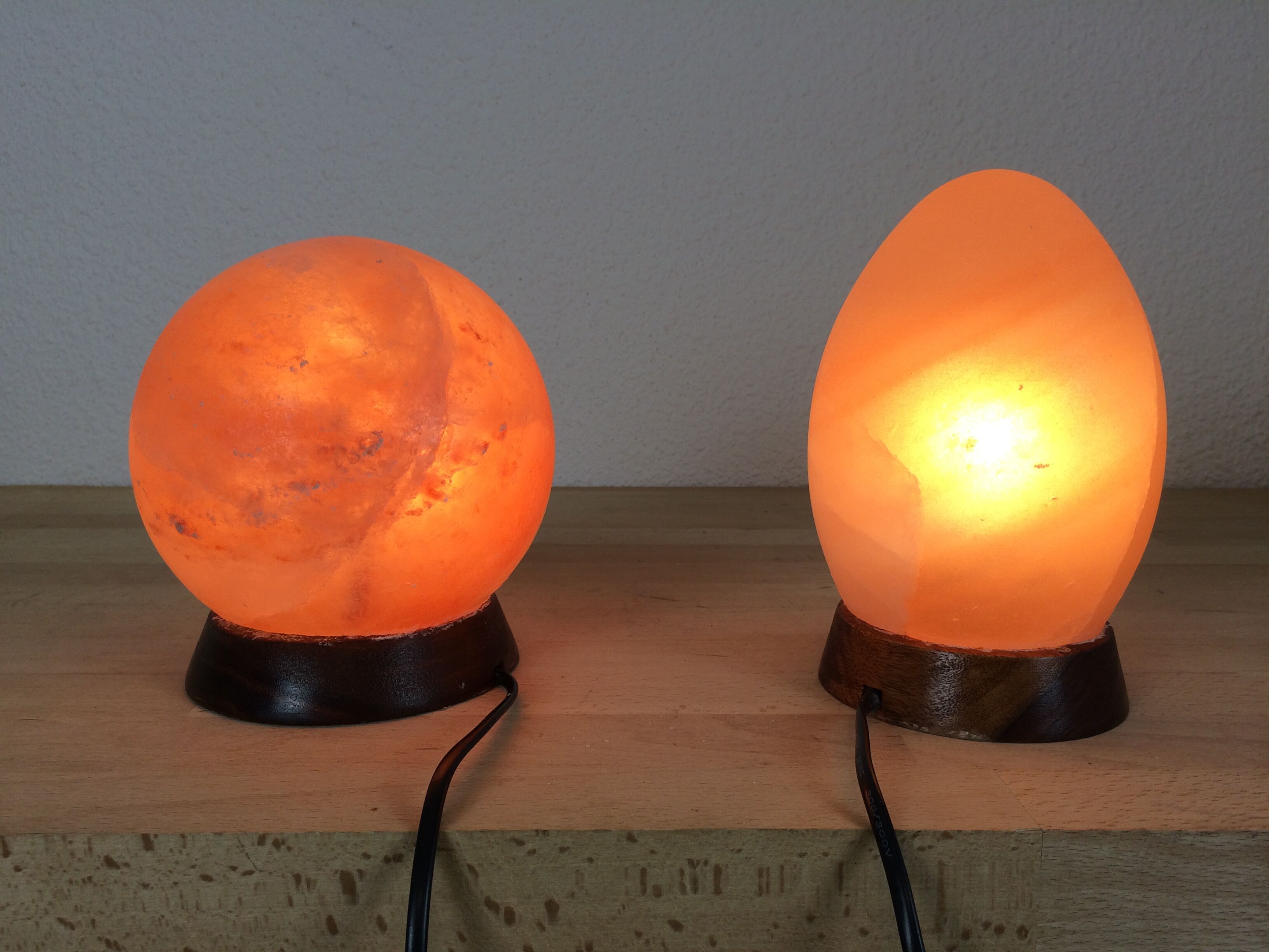 Ball and egg lamps in vintage pink salt stone