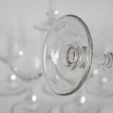 Set of 9 old wine glasses engraved in blown glass, early 20th century
