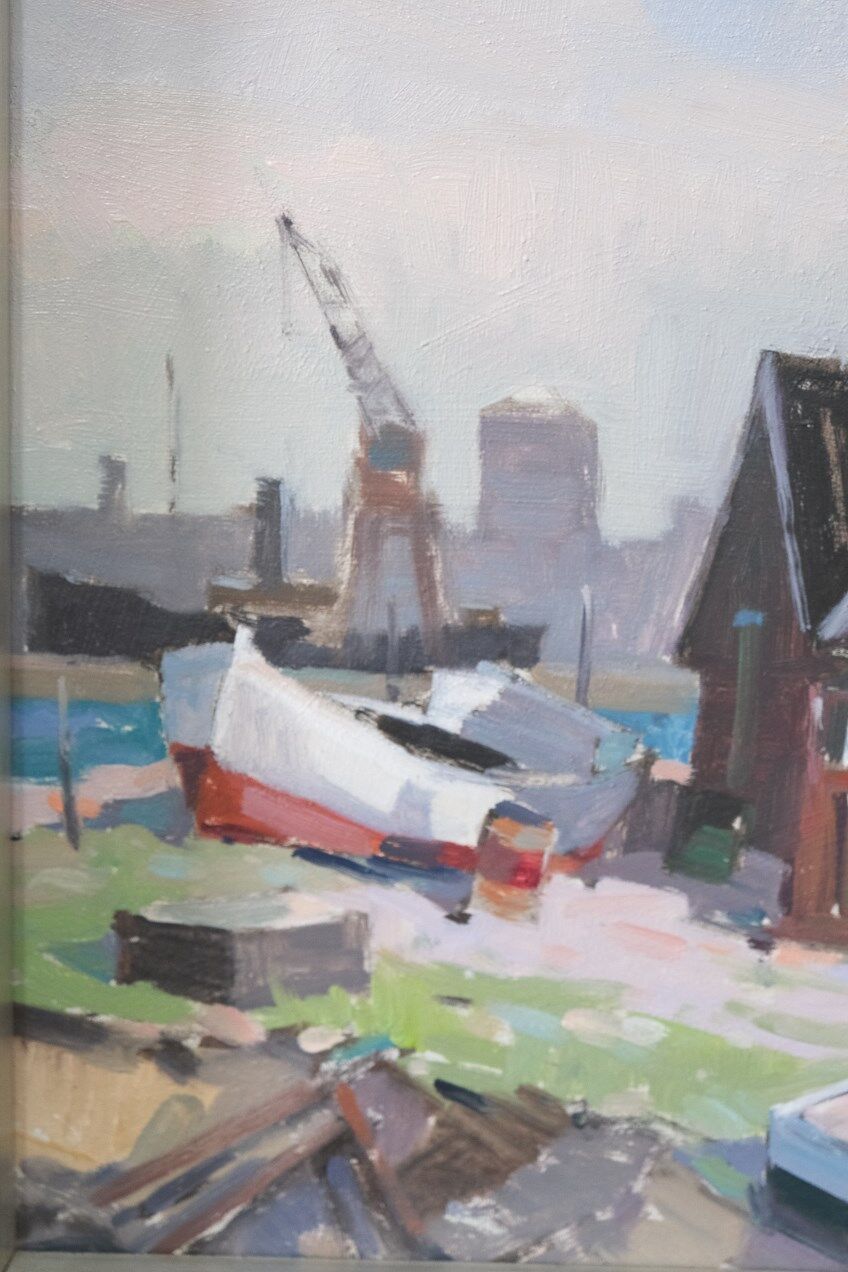 Eskil Skans, Composition suédoise, 1960, huile sur panneau, encadré