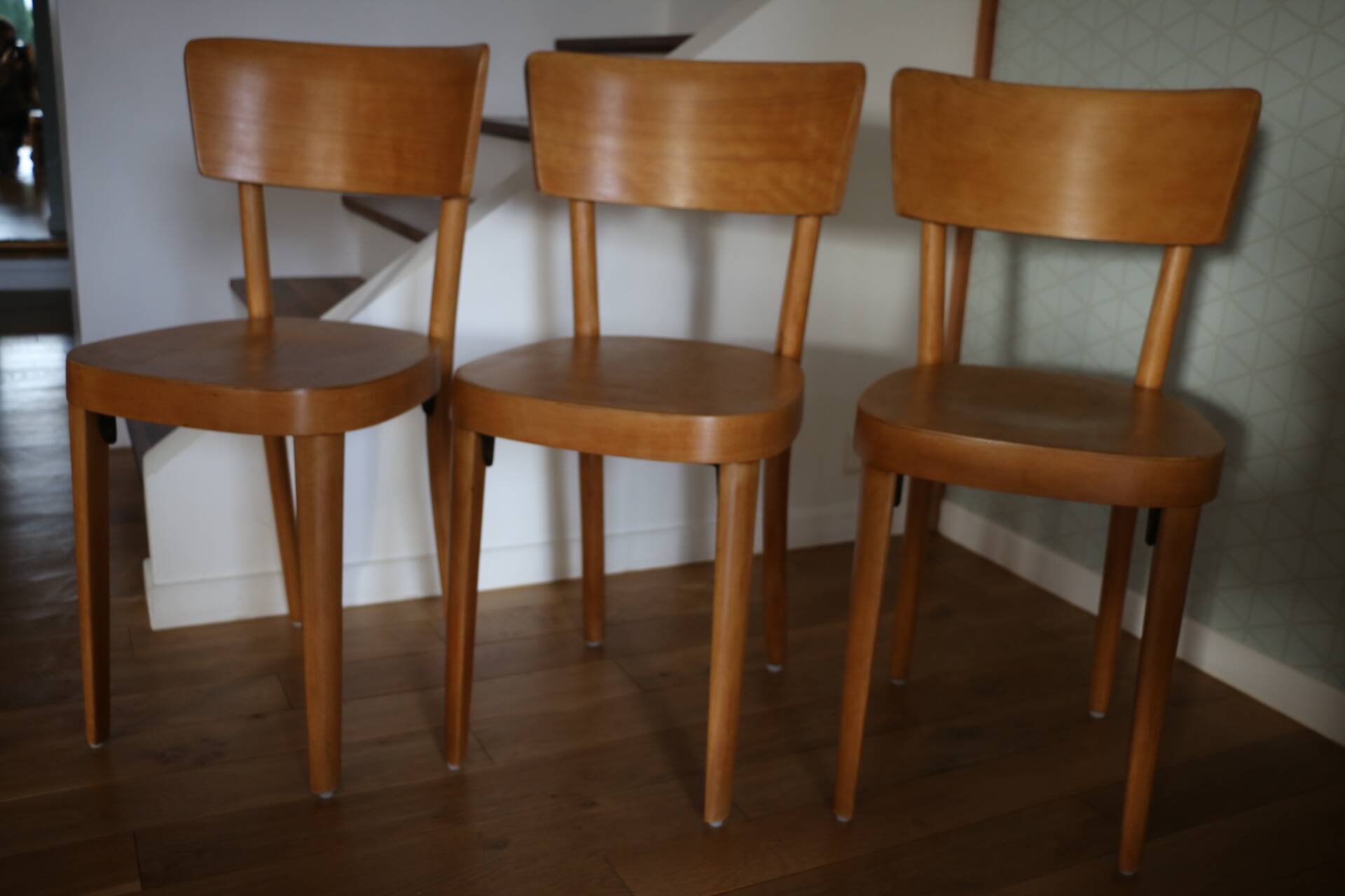 Série de 3 chaises bistrot 1950
