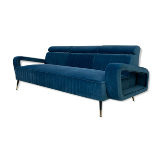 50s style sofa in blue velvet