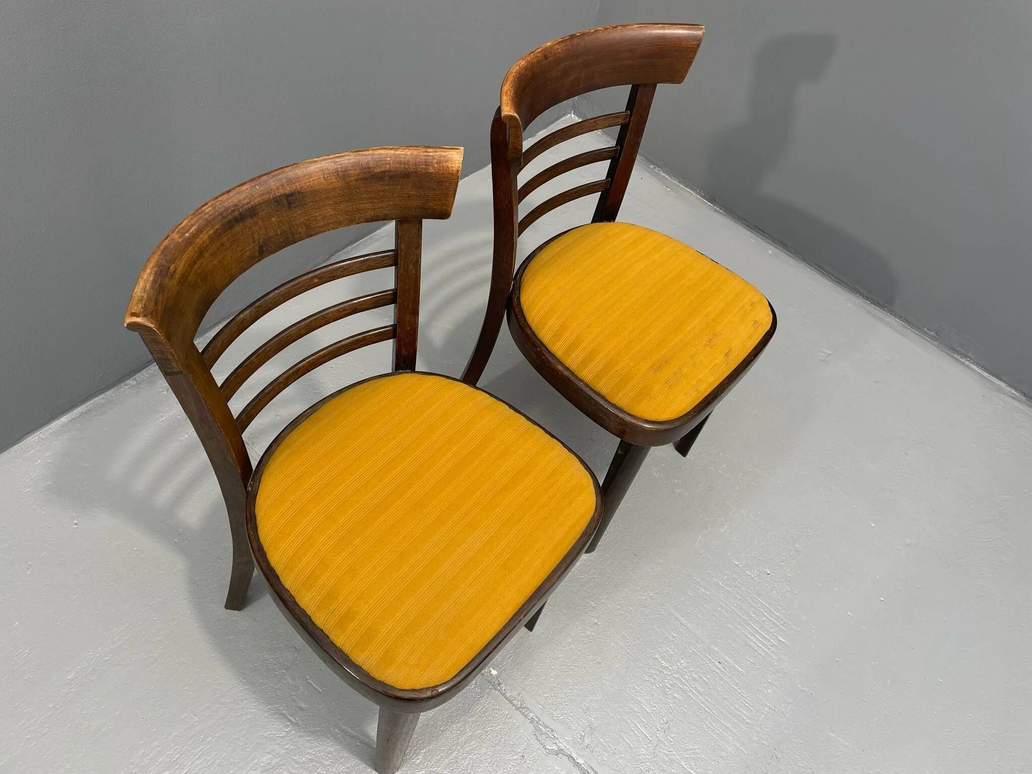 Pair of dining chairs by INTERIER n. p. Praha, wooden dining seating, 1974