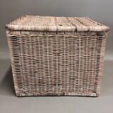 organic rattan and leather trunk