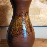 High potter's vase with flared neck with tachist enamel